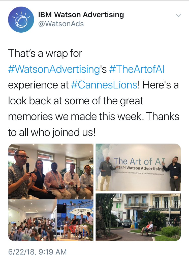 Watson Advertising Tweet